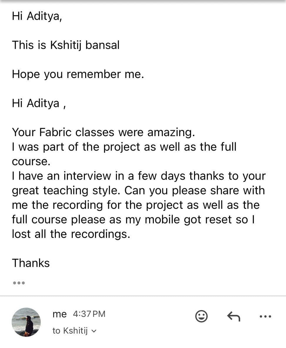 Learner requesting recordings after interview preparation