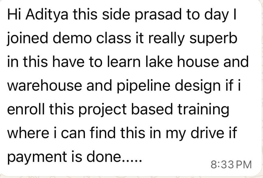 Learner showing interest after demo class and asking about enrollment