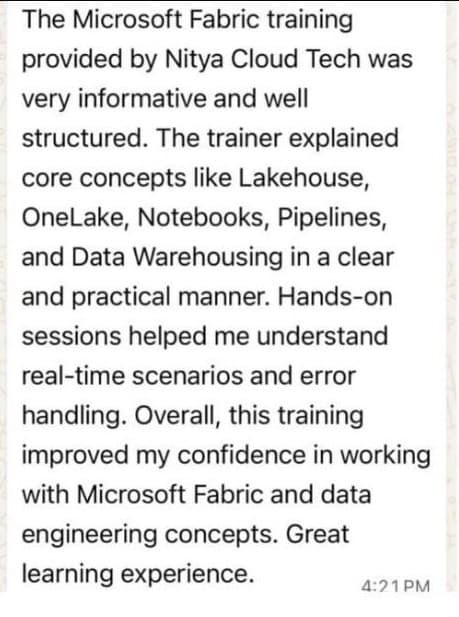Short WhatsApp feedback on hands-on production-ready exposure